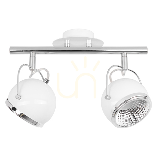 Skontrolujte Stropné svietidlo s guľovým krytom. 2x GU10 LED, max.. 6 W, biela/chrómová kovová, 35 cm