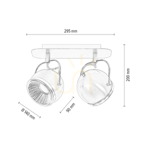 Stropné svietidlo v tvare gule, obsahuje 2 LED žiarovky GU10, max.. 6 W, saténovo-kovový, 29,5 cm small 3