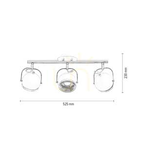 Stropné svietidlo v tvare gule, obsahuje 3 LED žiarovky GU10, max.. 6 W, saténovo-kovový, 52,5 cm small 2