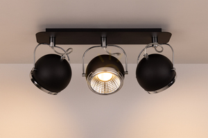 Stropné svietidlo v tvare gule, obsahuje 3 LED žiarovky GU10, max.. 6 W, čierny kov, 42 cm small 3