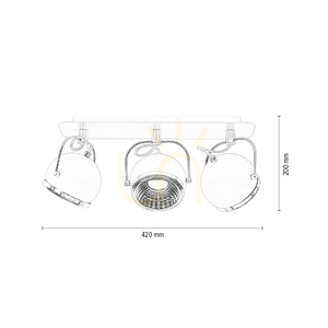Stropné svietidlo v tvare gule, obsahuje 3 LED žiarovky GU10, max.. 6 W, čierny kov, 42 cm small 4