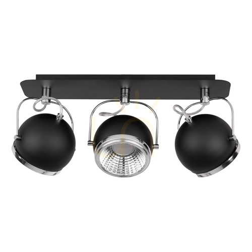 Skontrolujte Stropné svietidlo v tvare gule, obsahuje 3 LED žiarovky GU10, max.. 6 W, čierny kov, 42 cm