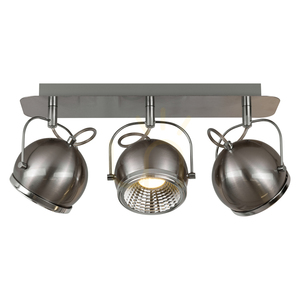 Stropné svietidlo v tvare gule, obsahuje 3 LED žiarovky GU10, max.. 6 W, saténovo-kovový, 42 cm small 1