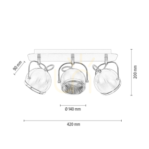 Stropné svietidlo v tvare gule, obsahuje 3 LED žiarovky GU10, max.. 6 W, saténovo-kovový, 42 cm small 4