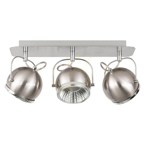 Skontrolujte Stropné svietidlo v tvare gule, obsahuje 3 LED žiarovky GU10, max.. 6 W, saténovo-kovový, 42 cm