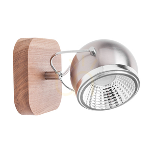 Nástenná svietidlo Ball Wood, obsahuje 1x LED žiarovku GU10 (max.. 6 W), olejovaný dub / saténový kov, 14 cm small 0