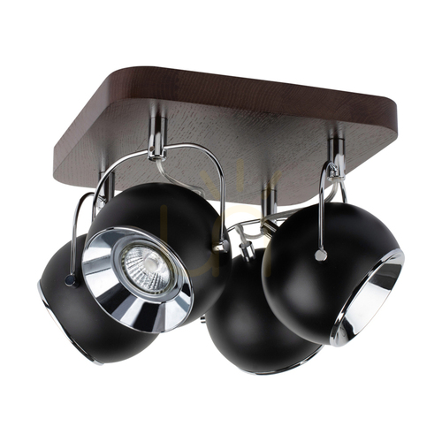 Skontrolujte Stropné svietidlo Ball Wood, obsahuje 4 LED žiarovky GU10 (max.. 5 W), bukové a orechové drevo / čierny kov, 26 cm
