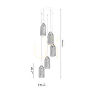 Závesné svietidlo Barla, 5xE27, Max. 60 W, biely kov / biely PVC kábel / biely kovový tienidlo, Ø 37 cm small 3