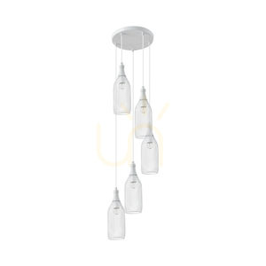 Závesné svietidlo Barla, 5xE27, Max. 60 W, biely kov / biely PVC kábel / biely kovový tienidlo, Ø 37 cm small 0