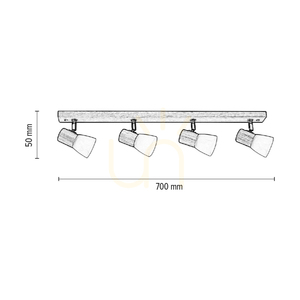 Stropné svietidlo Bea, 4xE14, Max. 40 W, prírodný dub/biela, sklenený tienidlo, 70 cm small 2