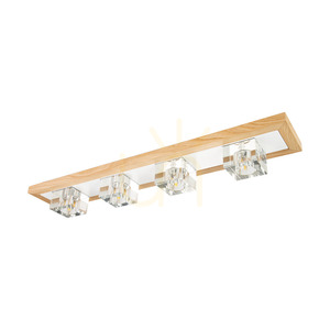 Stropné svietidlo Berko, obsahuje 4xG4, Max. 2,5 W, olejovaný dub / biely kov / priehľadný sklenený tienidlo, 68 cm small 0