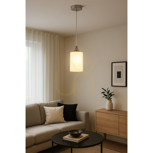 Biele závesné svietidlo Kawiaty, 1xE27, Max. 60 W, chrómovaný kov / priehľadný PVC kábel / biele sklenené tienidlo, Ø 10 cm small 1