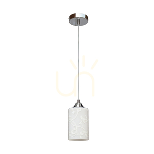 Biele závesné svietidlo Kawiaty, 1xE27, Max. 60 W, chrómovaný kov / priehľadný PVC kábel / biele sklenené tienidlo, Ø 10 cm small 0