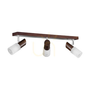 Stropné svietidlo Birgit, 3xE14, Max. 40 W, bukové a orechové drevo / chrómovaný kov / biely sklenený tienidlo, 55 cm small 0