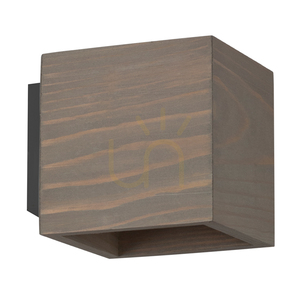 Drevená nástenná svietidlo Block, 1xG9 Max. 6 W, borovica morená na šedo / čierny kov, 13 cm small 0