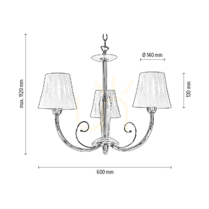 Luster Borgia, 3xE14, Max. 40 W, chrómový kov / červený a čierny tienidlo, Ø 60 cm small 2