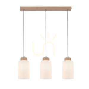 Závesné svietidlo Bosco, 3xE27, Max. 60 W, breza/priehľadný PVC kábel/biele sklenené tienidlo, 52 cm small 1