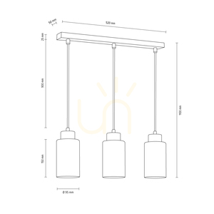 Závesné svietidlo Bosco, 3xE27, Max. 60 W, breza/priehľadný PVC kábel/biele sklenené tienidlo, 52 cm small 2