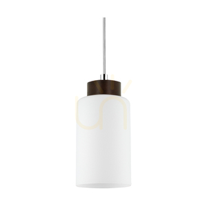 Závesné svietidlo Bosco, 3xE27, Max. 60 W, bukové a orechové drevo / priehľadný PVC kábel / biele sklenené tienidlo, Ø 30 cm small 1