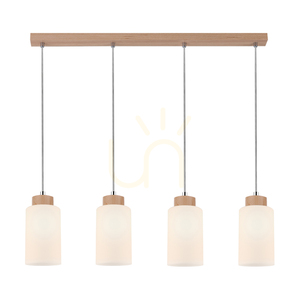 Závesné svietidlo Bosco, 4xE27, Max. 60 W, breza/priehľadný PVC kábel/biely sklenený tienidlo, 75 cm small 1
