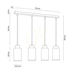 Závesné svietidlo Bosco, 4xE27, Max. 60 W, breza/priehľadný PVC kábel/biely sklenený tienidlo, 75 cm small 3
