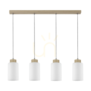 Závesné svietidlo Bosco, 4xE27, Max. 60 W, breza/priehľadný PVC kábel/biely sklenený tienidlo, 75 cm small 0