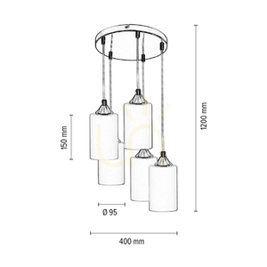 Závesné svietidlo Bosco Mix, 5xE27, Max. 60 W, chrómovaný kov / priehľadný PVC kábel / biele sklenené tienidlo, Ø 40 cm small 2