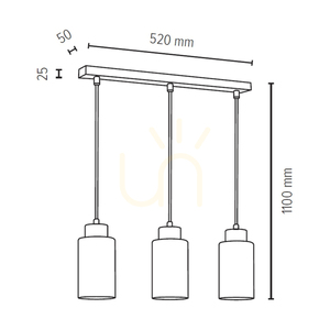 Závesné svietidlo Bosco, 3xE27, Max. 60 W, olejovaný dub/antracit, opletený kábel/čierna a biela, sklenený tienidlo, 54 cm small 2
