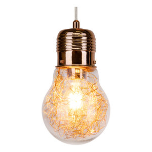 Závesné svietidlo s žiarovkou 3×E27 Max. 60 W, medený kov / priehľadný PVC kábel / priehľadný sklenený tienidlo, 60 cm small 1