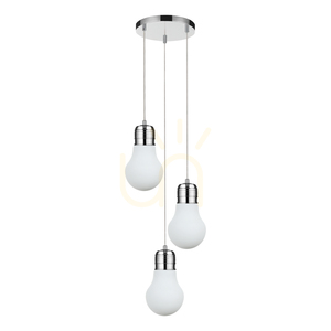 Závesné svietidlo s žiarovkami, 3xE27, Max. 60 W, chrómovaný kov / priehľadný PVC kábel / biele sklenené tienidlo, Ø 33 cm small 0