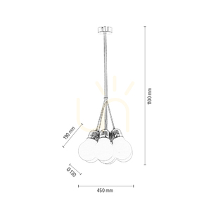 Závesné svietidlo s žiarovkami, 7xE27, Max. 60 W, chrómovaný kov / červený opletený kábel / biely sklenený tienidlo, Ø 45 cm small 3