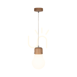 Závesné svietidlo Bulb Wood, 1xE27, Max. 60 W, olejovaný dub / priehľadný PVC kábel / biele sklenené tienidlo, Ø 15 cm small 1