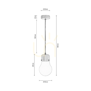 Závesné svietidlo Bulb Wood, 1xE27, Max. 60 W, olejovaný dub / priehľadný PVC kábel / biele sklenené tienidlo, Ø 15 cm small 3