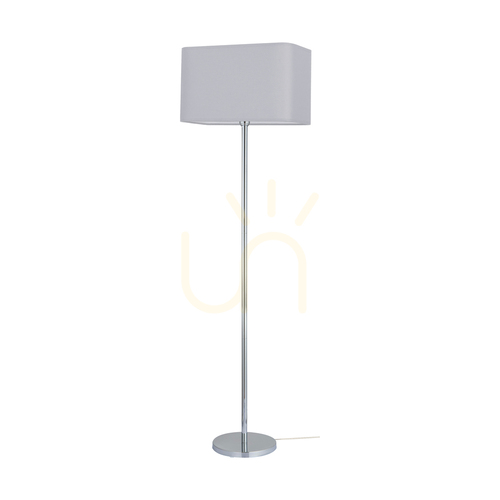 Skontrolujte Stojaca lampa Cadre, 1xE27, Max. 40 W, chrómovaný kov / priehľadný PVC kábel / sivý tienidlo, 56 cm
