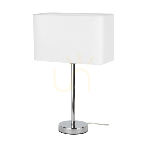 Skontrolujte Stolná lampa Cadre, 1xE27, Max. 25 W, chrómovaný kov / priehľadný PVC kábel / biele tienidlo, 30 cm