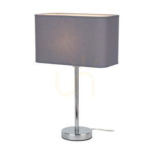 Stolná lampa Cadre, 1xE27, Max. 25 W, chrómovaný kov / priehľadný PVC kábel / sivý tienidlo, 30 cm small 1