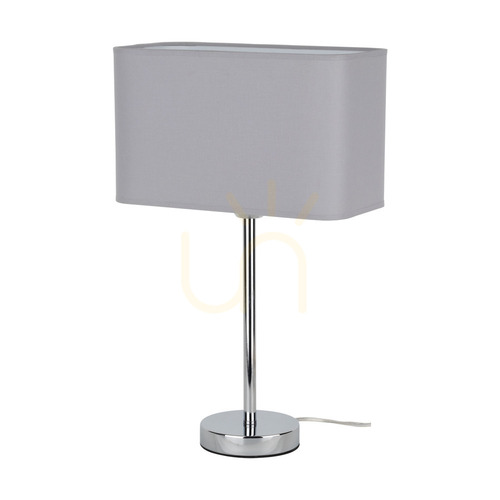 Skontrolujte Stolná lampa Cadre, 1xE27, Max. 25 W, chrómovaný kov / priehľadný PVC kábel / sivý tienidlo, 30 cm