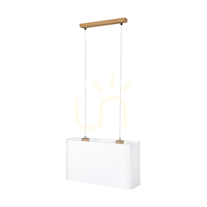 Závesné svietidlo Cadre 2xE27 Max. 40 W, olejovaný dub / priehľadný PVC kábel / biele tienidlo 56 cm small 2