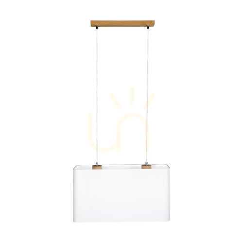 Skontrolujte Závesné svietidlo Cadre 2xE27 Max. 40 W, olejovaný dub / priehľadný PVC kábel / biele tienidlo 56 cm