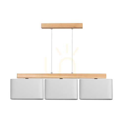 Skontrolujte Závesné svietidlo Cadre, 3xE27, Max. 25 W, olejovaný dub / priehľadný PVC kábel / sivý tienidlo, 95 cm
