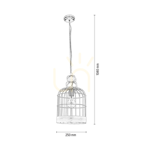 Závesné svietidlo Cage, 1xE27, Max. 60 W, biely kov, Ø 25 cm small 2