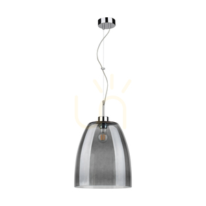 Závesné svietidlo Campana, 1xE27, Max. 60 W, chrómovaný kov / priehľadný PVC kábel / tienidlo z dymového skla, Ø 30 cm small 0