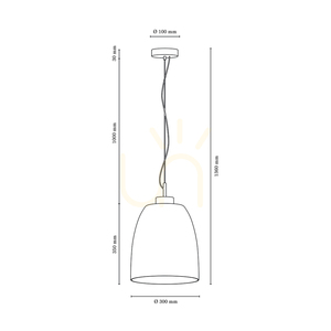 Závesné svietidlo Campana, 1xE27, Max. 60 W, chrómovaný kov / priehľadný PVC kábel / priehľadný sklenený tienidlo, Ø 30 cm small 2