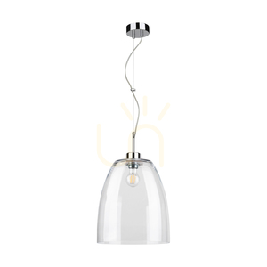 Závesné svietidlo Campana, 1xE27, Max. 60 W, chrómovaný kov / priehľadný PVC kábel / priehľadný sklenený tienidlo, Ø 30 cm small 0