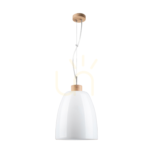 Skontrolujte Závesné svietidlo Campana, 1xE27, Max. 60 W, olejovaný dub / priehľadný PVC kábel / biele sklenené tienidlo, Ø 30 cm