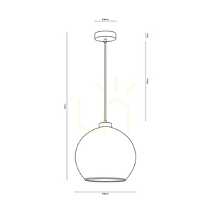 Závesné svietidlo Canberra, 1xE27, Max. 60 W, čierny kov / priehľadný PVC kábel / tienidlo z dymového skla, Ø 30 cm small 3