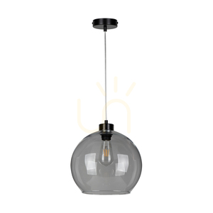 Závesné svietidlo Canberra, 1xE27, Max. 60 W, čierny kov / priehľadný PVC kábel / tienidlo z dymového skla, Ø 30 cm small 0