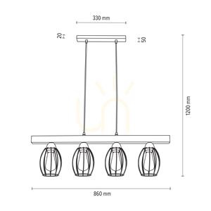 Závesné svietidlo Carlo 4xE27 Max. 60 W, olejovaný dub / čierny kov / čierny PVC kábel / čierny kovový tienidlo, 86 cm small 2