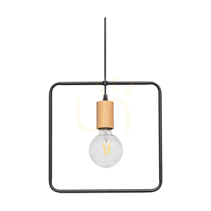 Závesné svietidlo Carsten Wood, 1xE27, Max. 60 W, olejovaný dub / čierny kov / čierny PVC kábel, Ø 32 cm small 2