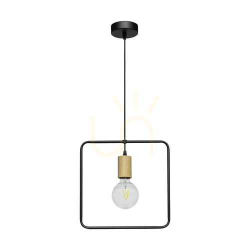 Skontrolujte Závesné svietidlo Carsten Wood, 1xE27, Max. 60 W, olejovaný dub / čierny kov / čierny PVC kábel, Ø 32 cm